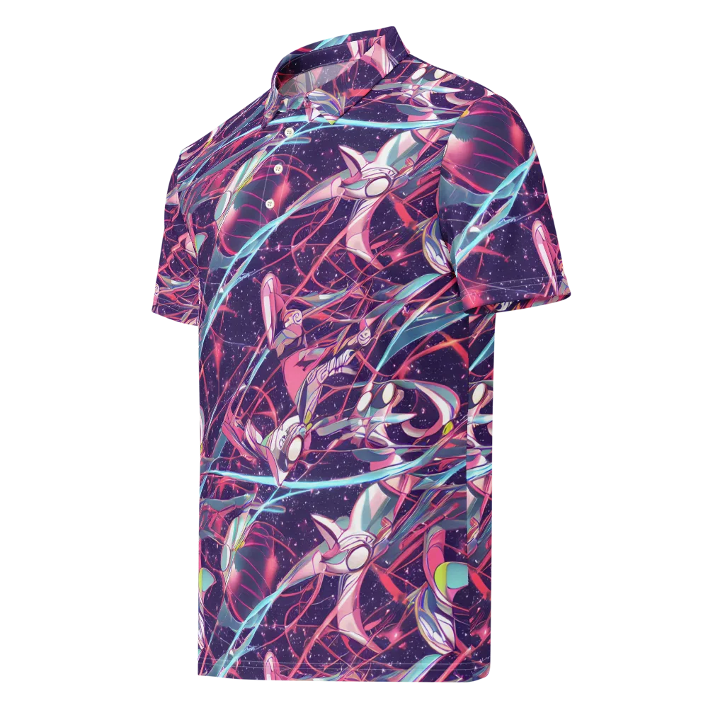 Neo-Tokyo Twirl on Men's Slim Fit Polo Shirt — Left Front
