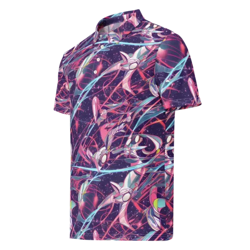 Neo-Tokyo Twirl on a Men's Slim Fit Polo Shirt