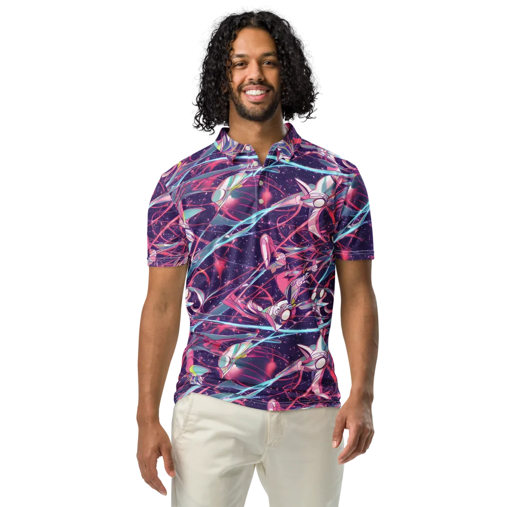 Neo-Tokyo Twirl on Men's Slim Fit Polo Shirt — Front