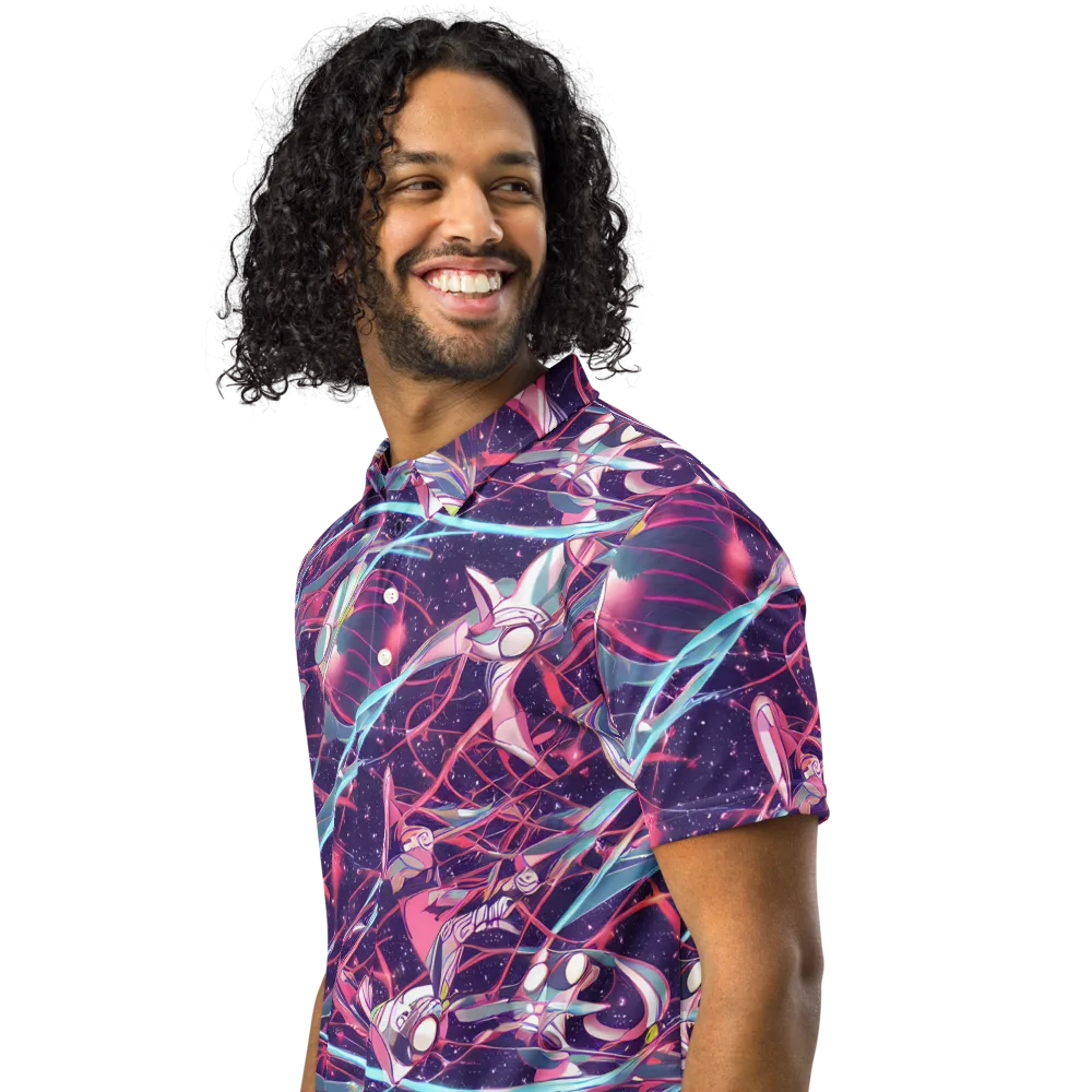 Neo-Tokyo Twirl on Men's Slim Fit Polo Shirt — Left Front