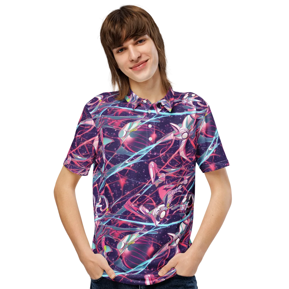 Neo-Tokyo Twirl on Men's Slim Fit Polo Shirt — Front