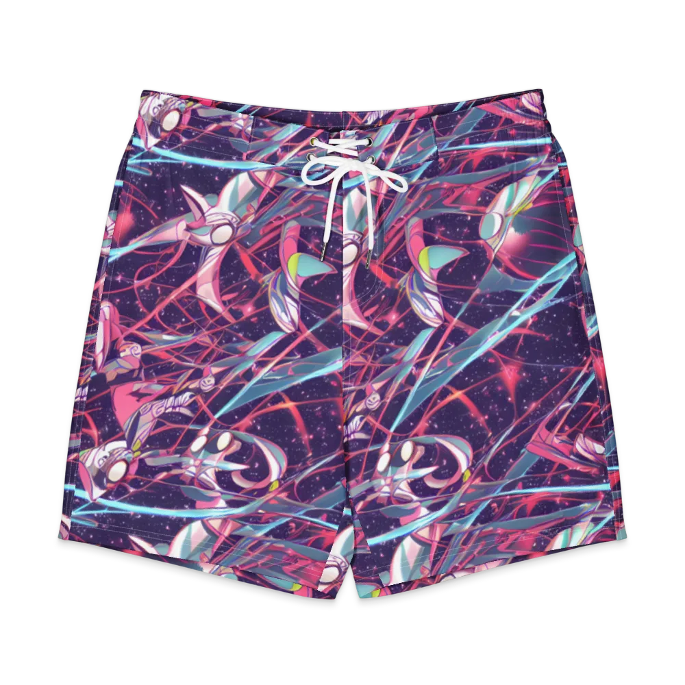 Neo-Tokyo Twirl on Men's Board Shorts — Front