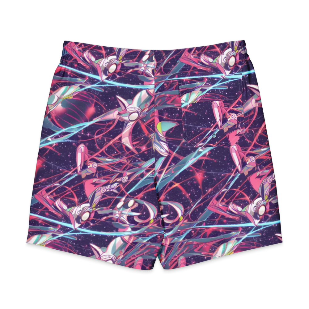 Neo-Tokyo Twirl on Men's Board Shorts — Back