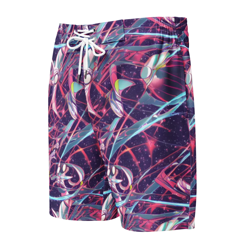 Neo-Tokyo Twirl on Men's Board Shorts — Front