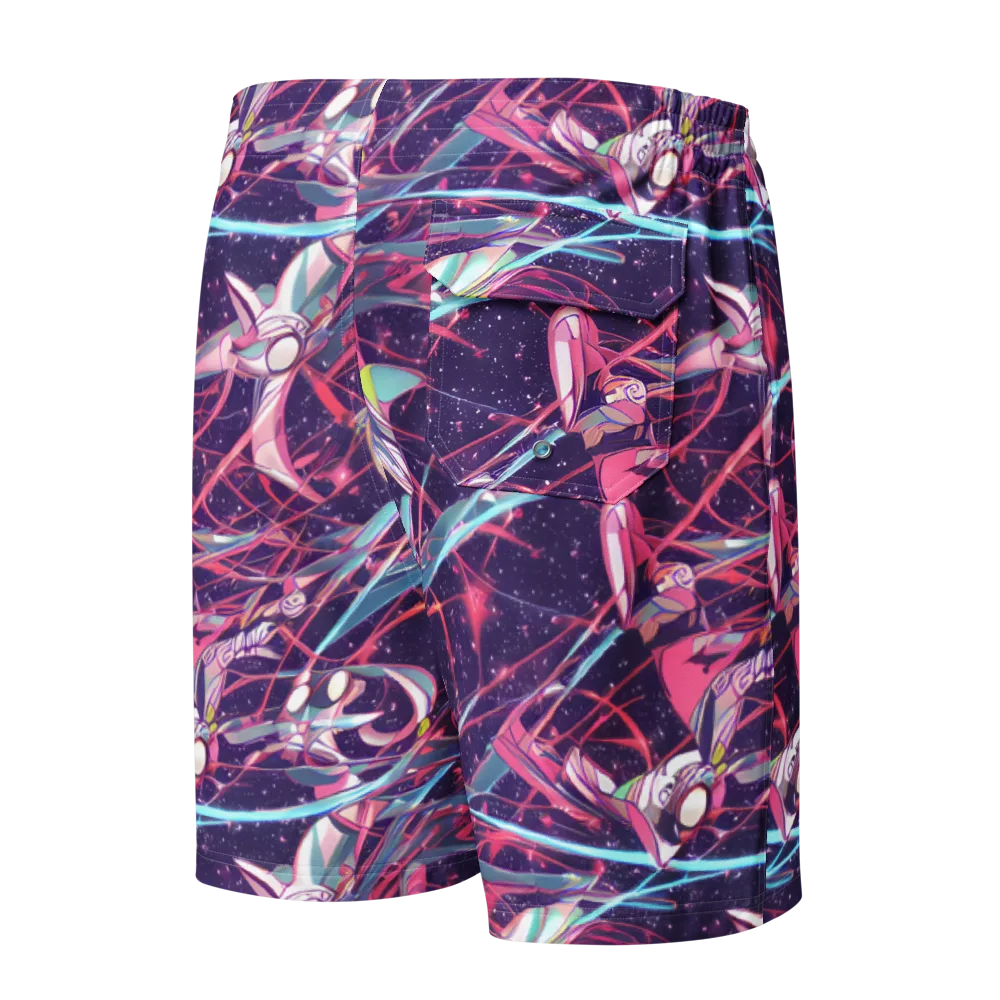 Neo-Tokyo Twirl on Men's Board Shorts — Back