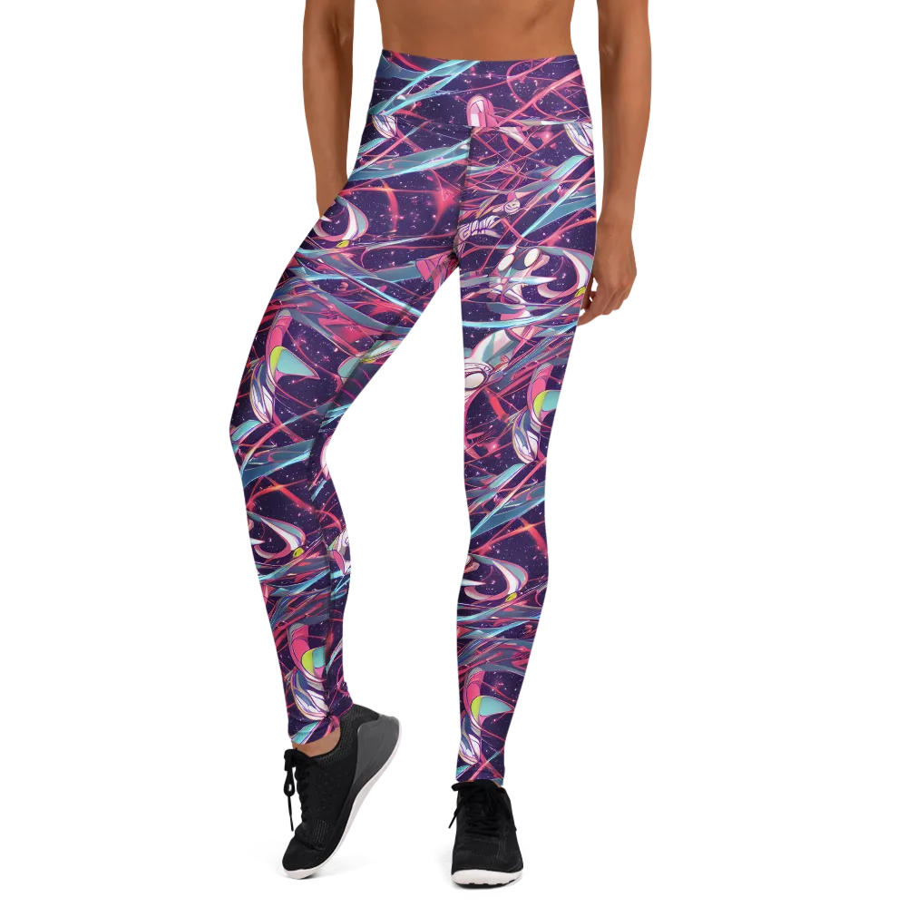 Neo-Tokyo Twirl on Yoga Leggings — Front