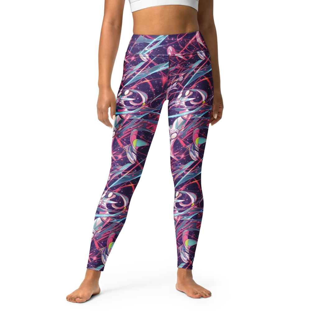 Neo-Tokyo Twirl on Yoga Leggings — Front