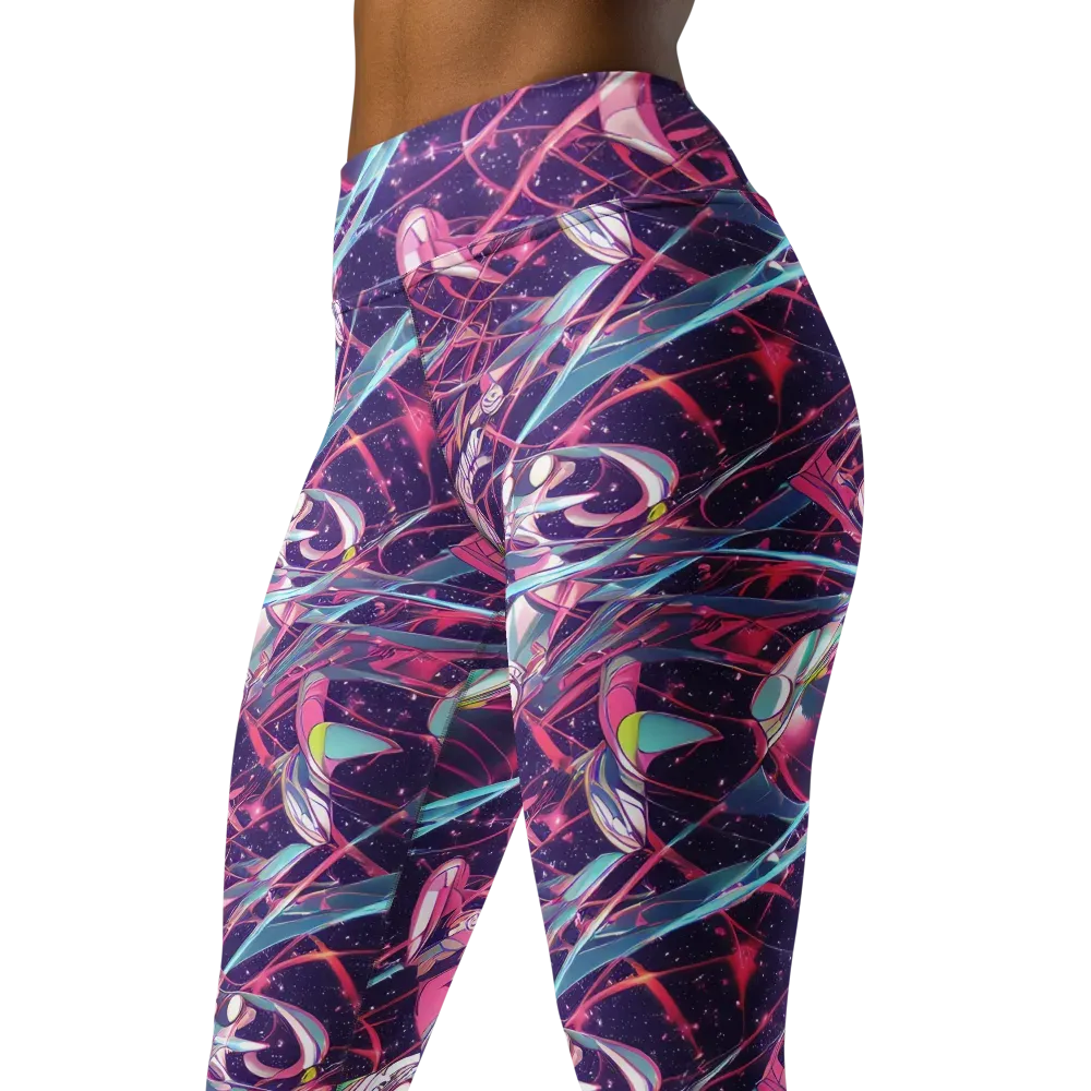 Neo-Tokyo Twirl on Yoga Leggings — Left Front