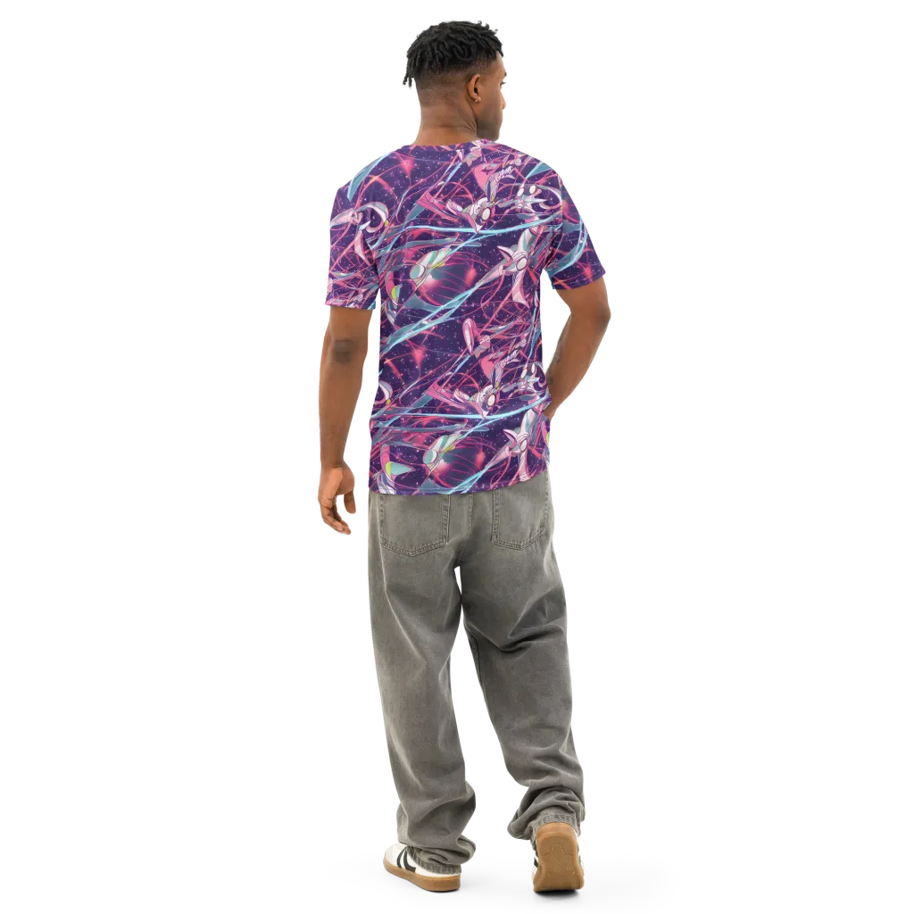 Neo-Tokyo Twirl on Men's Cotton Crew Neck T-Shirt — Back