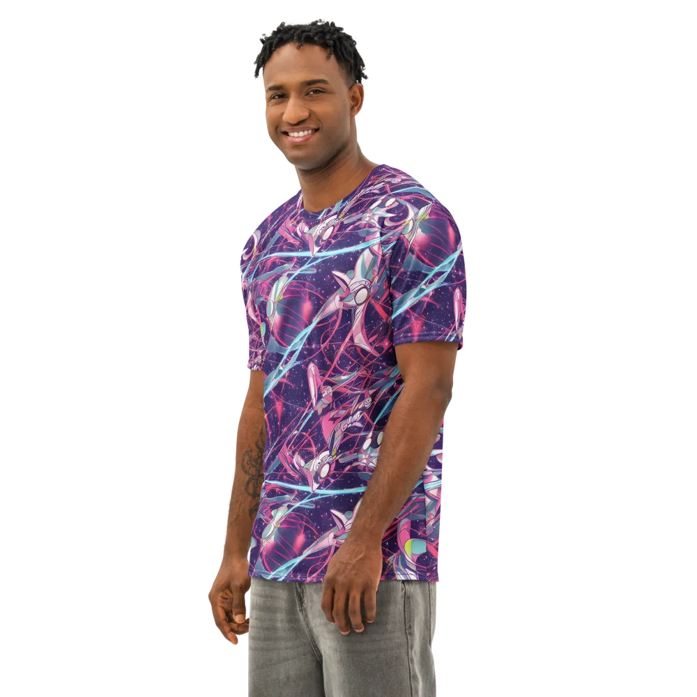 Neo-Tokyo Twirl on Men's Cotton Crew Neck T-Shirt — Left Front