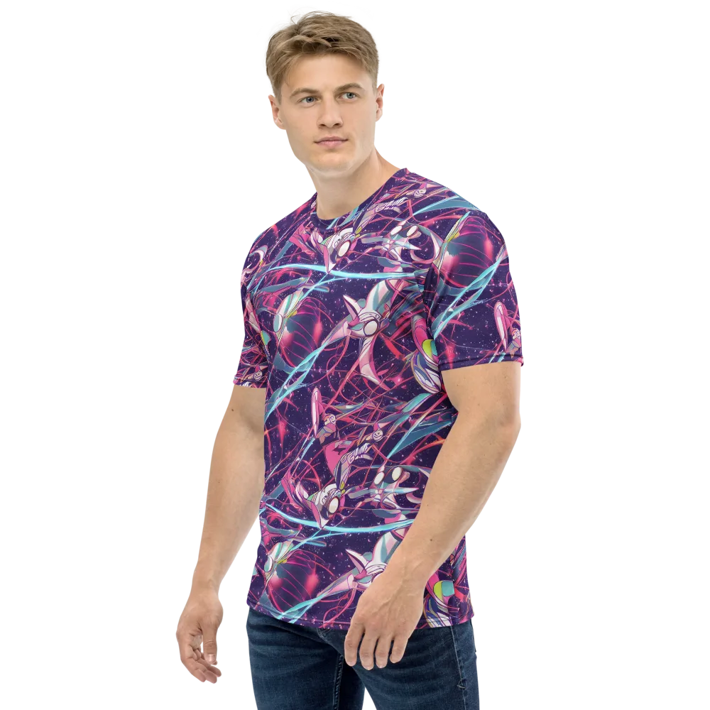 Neo-Tokyo Twirl on Men's Crew Neck T-Shirt — Left