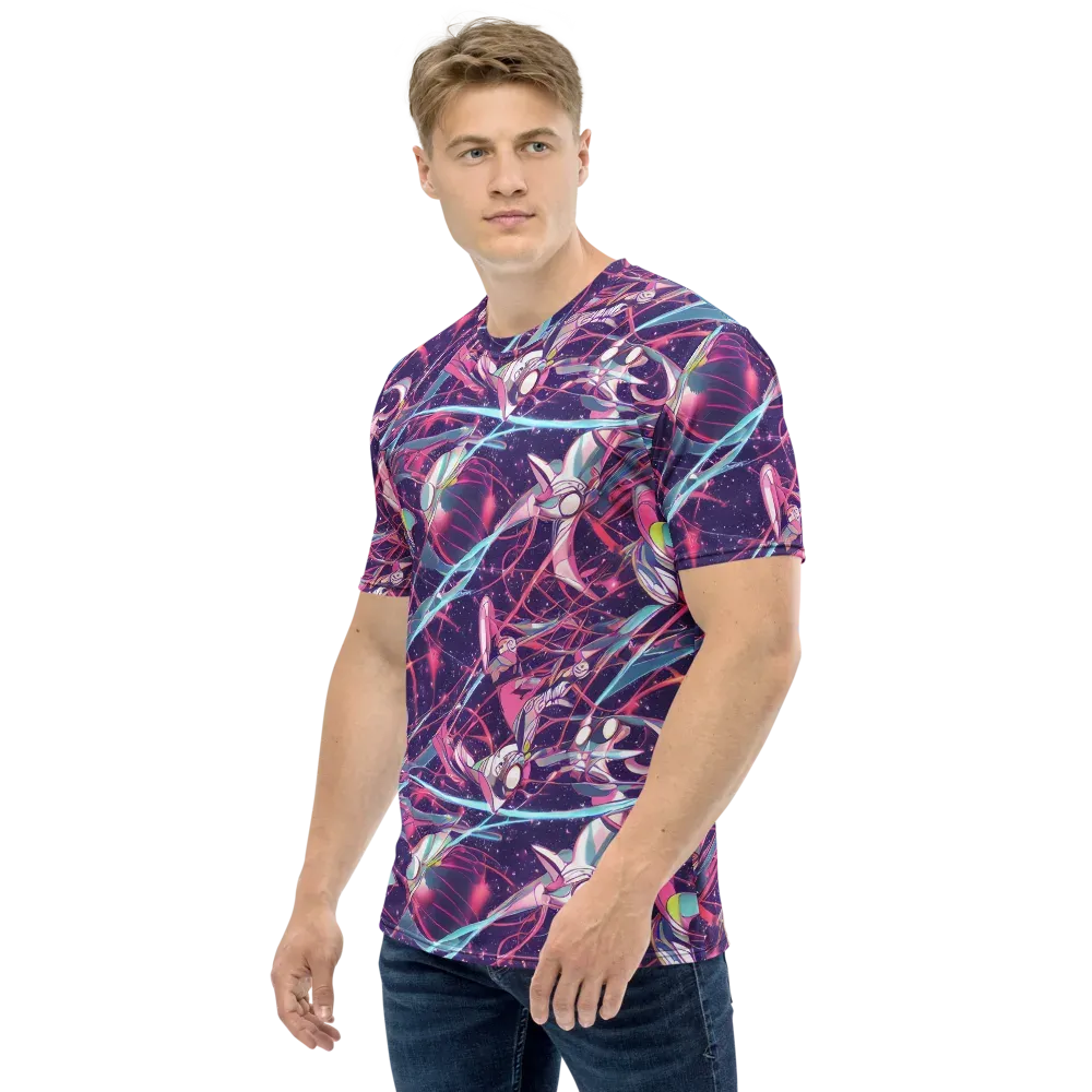 Neo-Tokyo Twirl on Men's Crew Neck T-Shirt — Left
