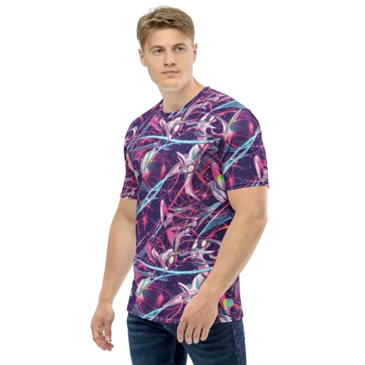 Neo-Tokyo Twirl on a Men's Crew Neck T-Shirt