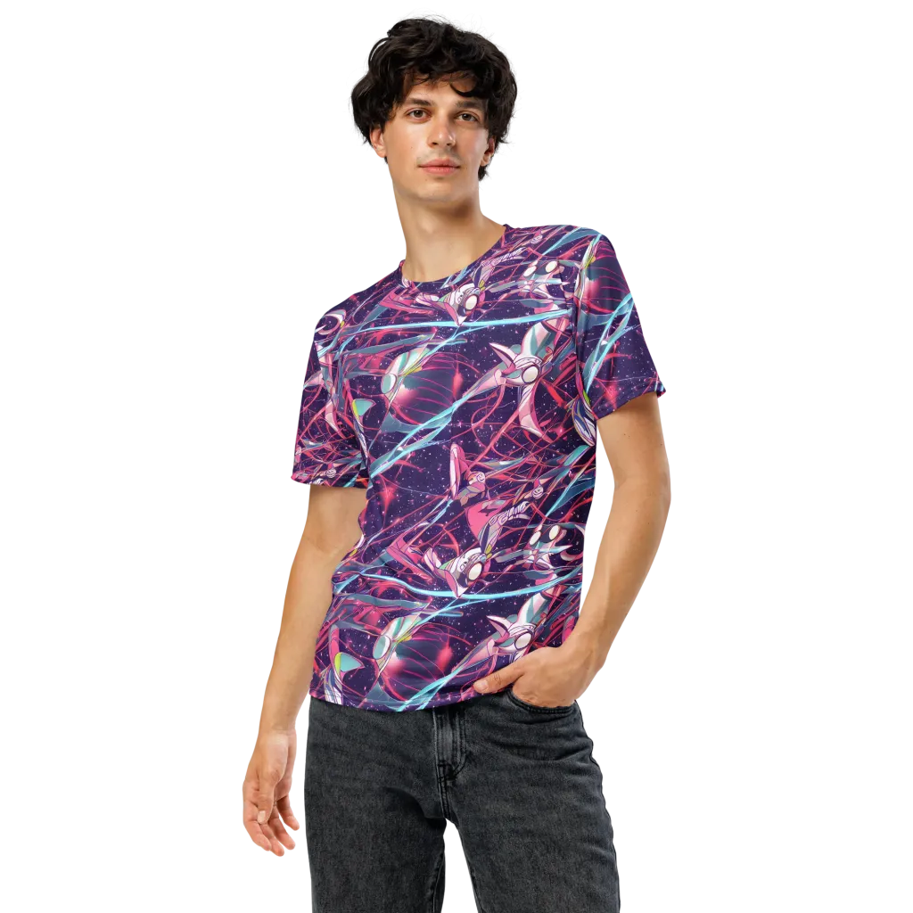 Neo-Tokyo Twirl on Men's Crew Neck T-Shirt — Front