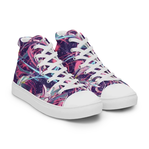 Neo-Tokyo Twirl on a Men's High Top Canvas Shoes