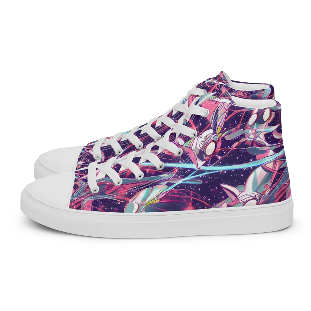 Neo-Tokyo Twirl on Men's High Top Canvas Shoes — Left