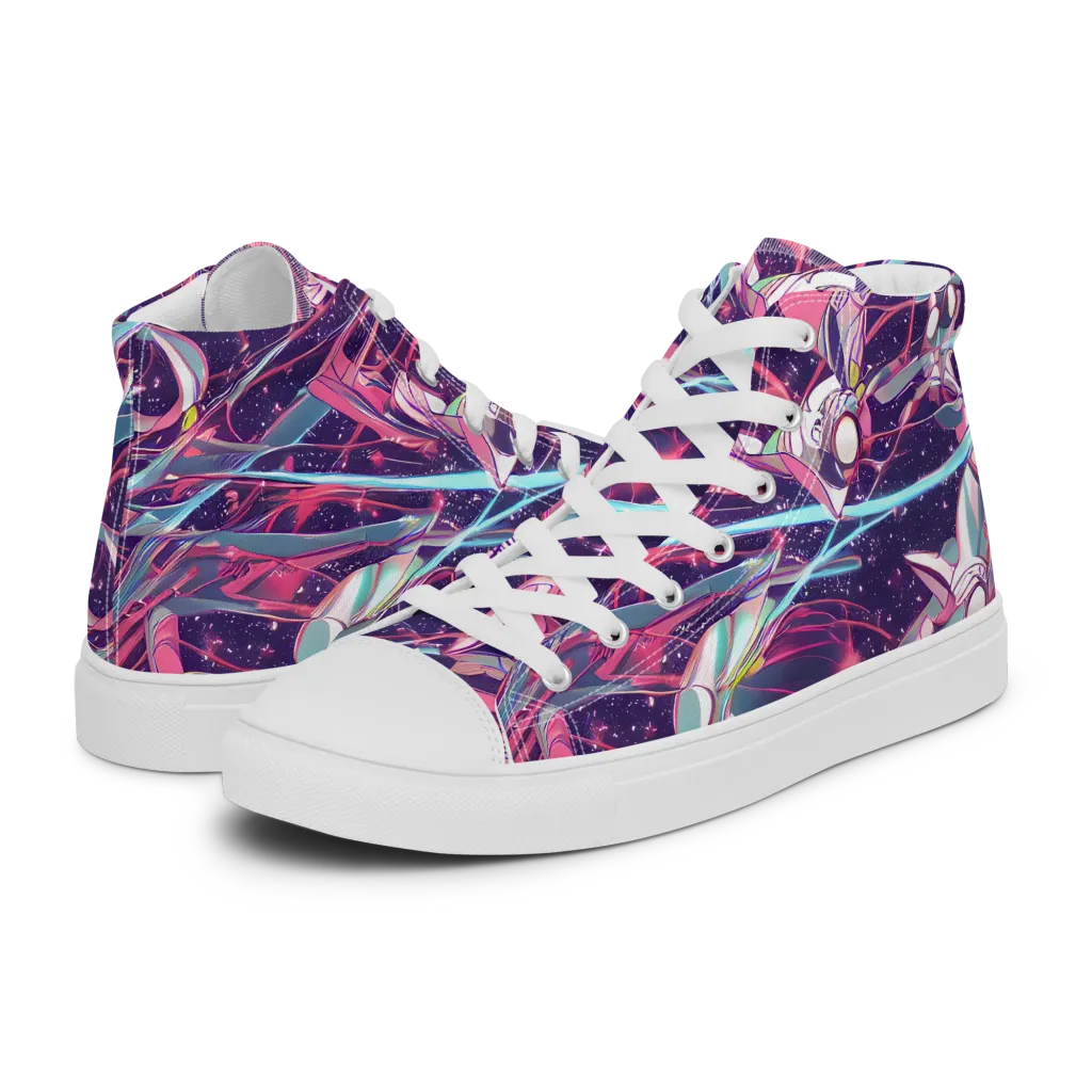 Neo-Tokyo Twirl on Men's High Top Canvas Shoes — Left