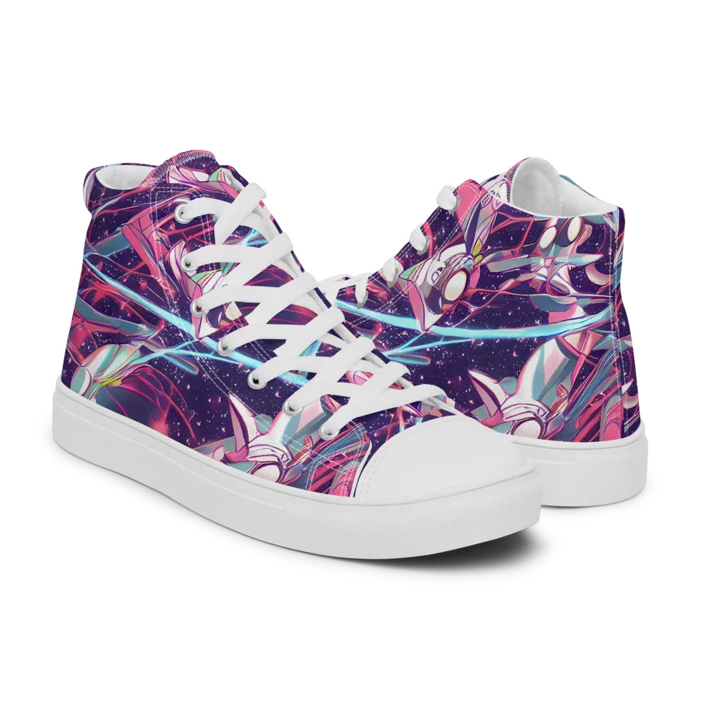 Neo-Tokyo Twirl on Men's High Top Canvas Shoes — Right