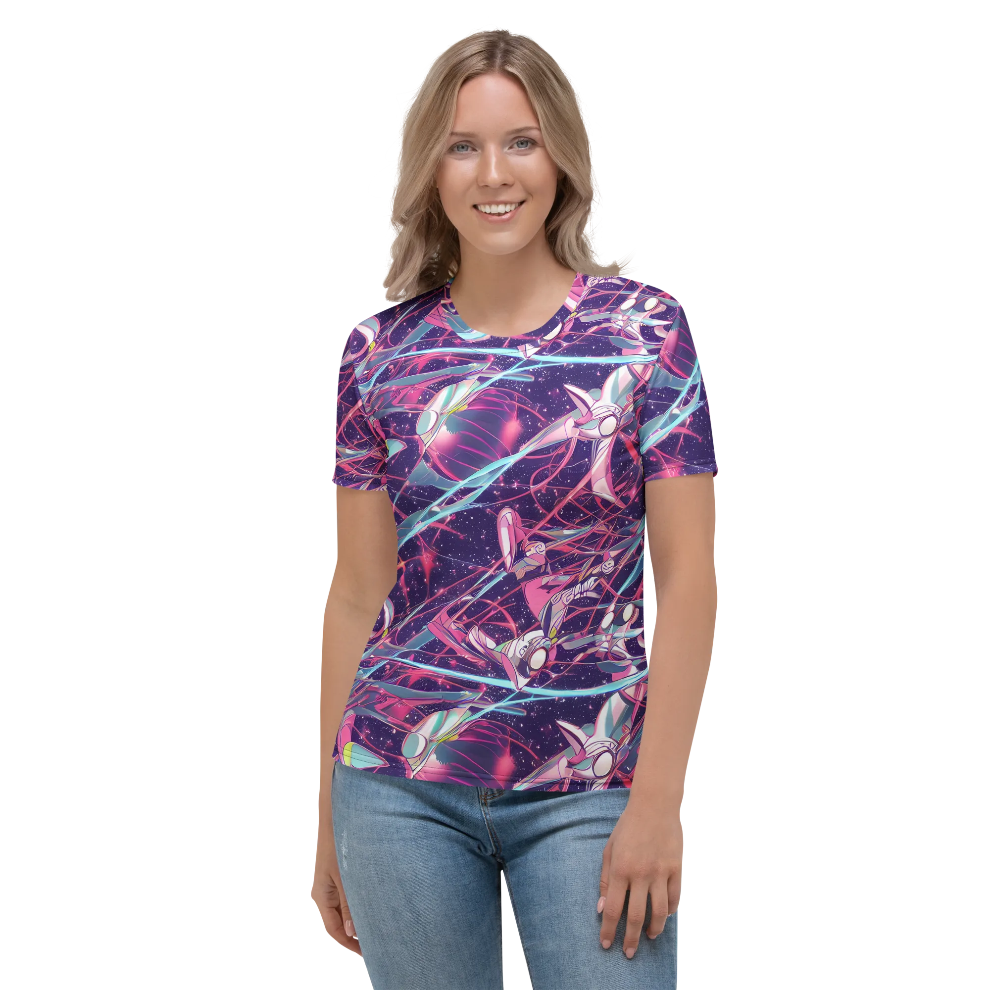 Neo-Tokyo Twirl on Women's Crew Neck T-Shirt — Front