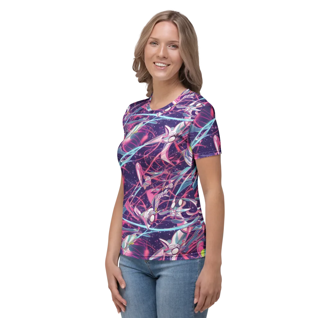 Neo-Tokyo Twirl on Women's Crew Neck T-Shirt — Left