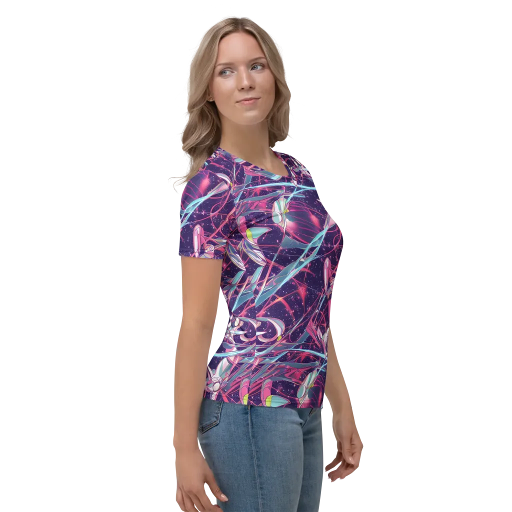 Neo-Tokyo Twirl on Women's Crew Neck T-Shirt — Right