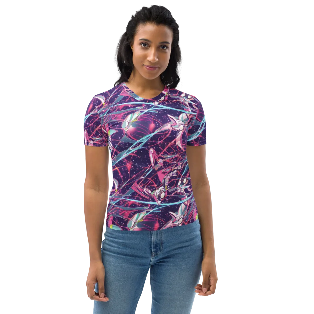 Neo-Tokyo Twirl on Women's Crew Neck T-Shirt — Front