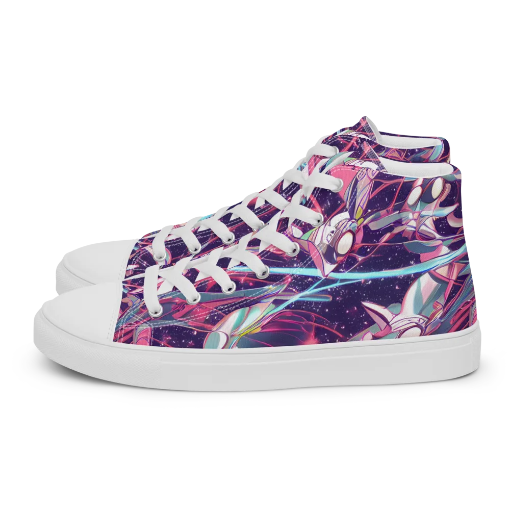 Neo-Tokyo Twirl on Women's High Top Canvas Shoes — Left