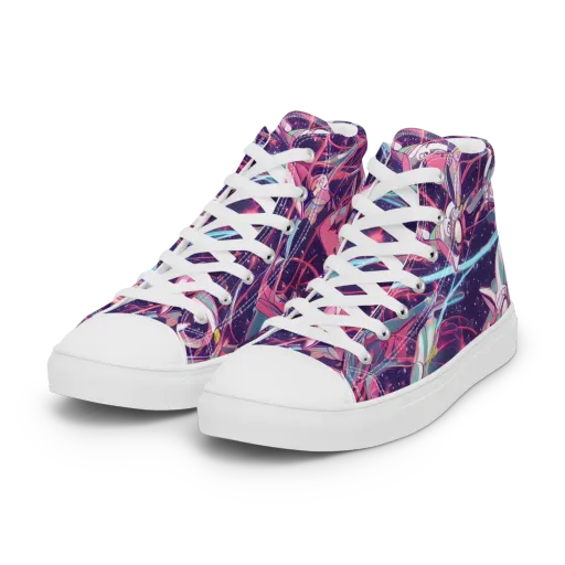 Neo-Tokyo Twirl on a Women's High Top Canvas Shoes