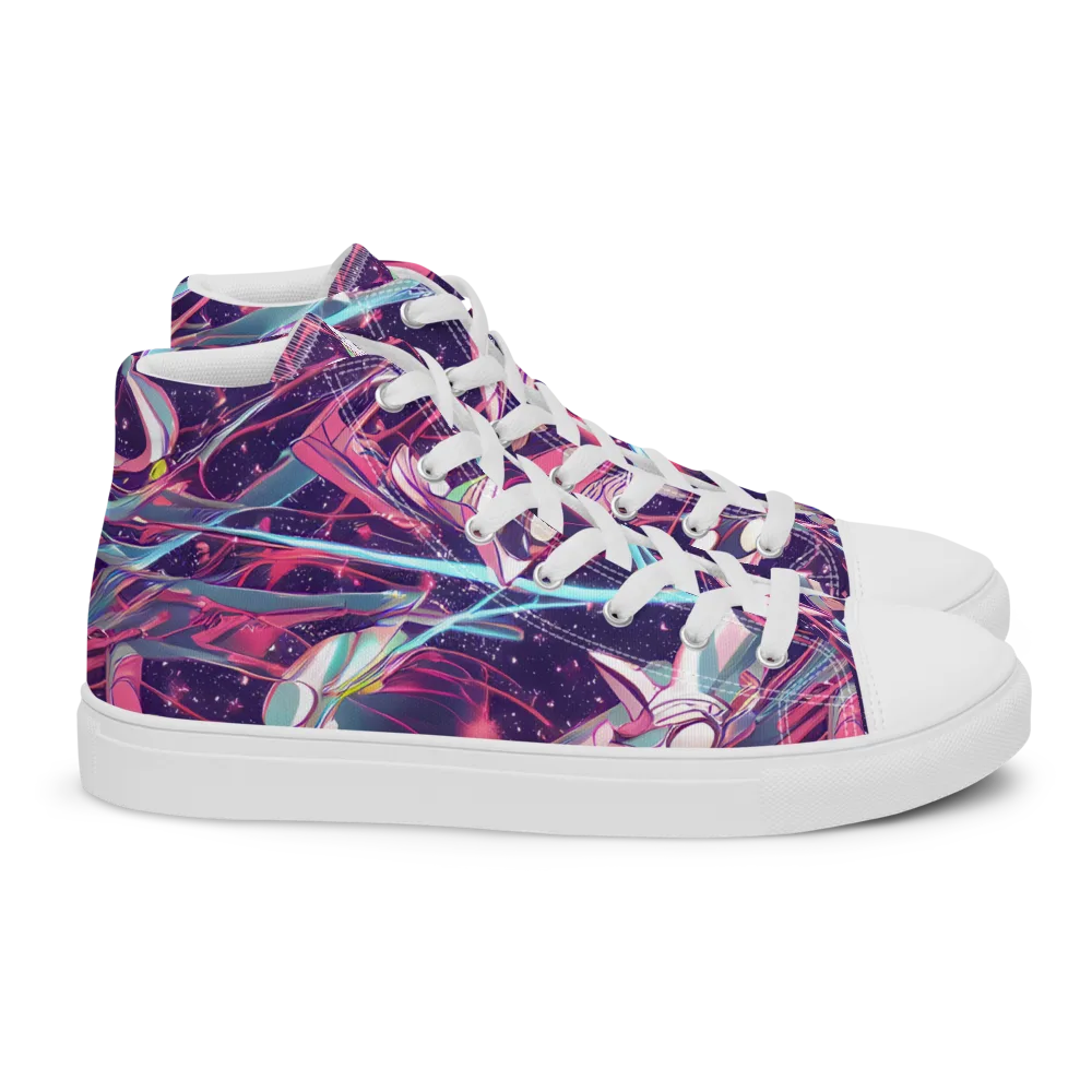 Neo-Tokyo Twirl on Women's High Top Canvas Shoes — Right