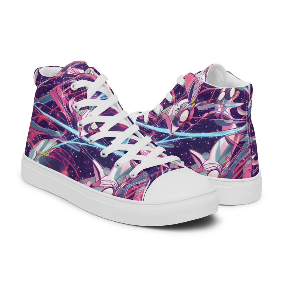 Neo-Tokyo Twirl on Women's High Top Canvas Shoes — Right