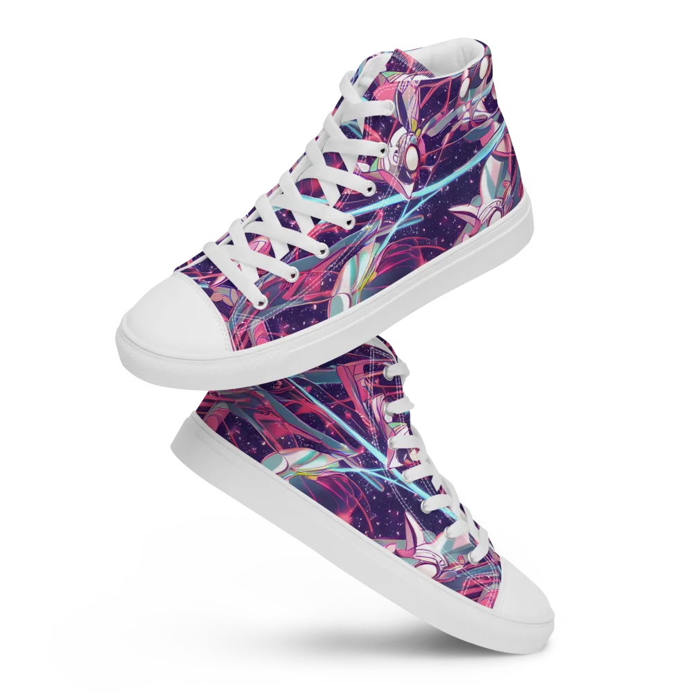 Neo-Tokyo Twirl on Women's High Top Canvas Shoes — Front