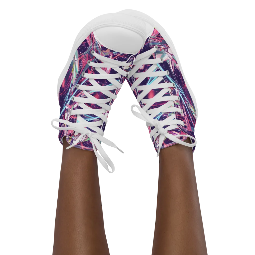 Neo-Tokyo Twirl on Women's High Top Canvas Shoes — Front