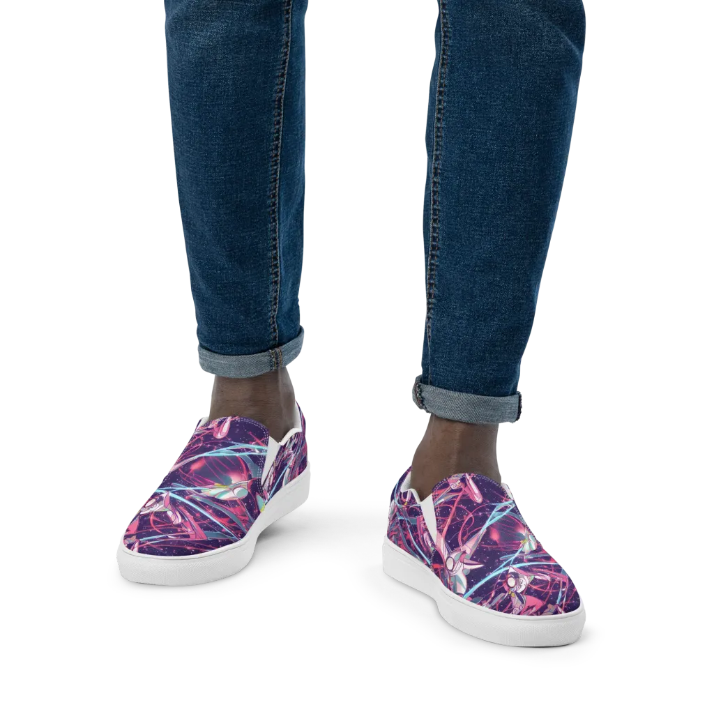 Neo-Tokyo Twirl on Men's Slip-On Canvas Shoes — Front