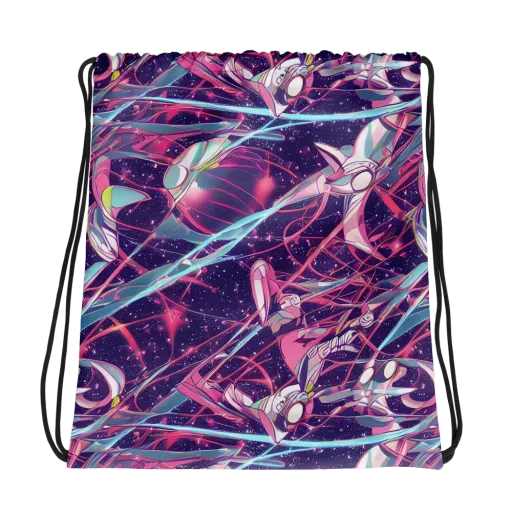 Neo-Tokyo Twirl on a Drawstring Bag