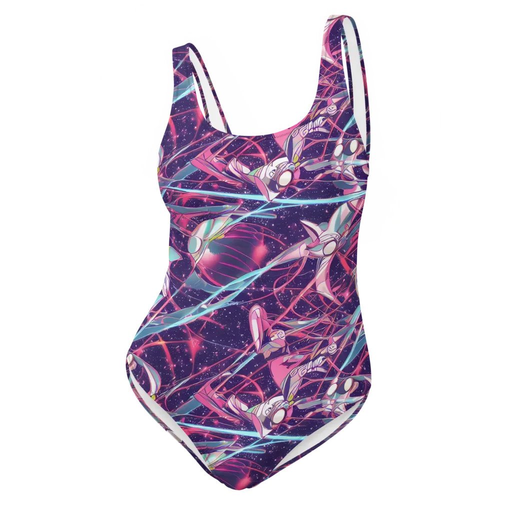 Neo-Tokyo Twirl on One-Piece Swimsuit — Front