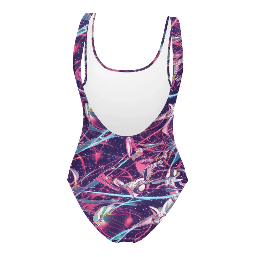 Neo-Tokyo Twirl on One-Piece Swimsuit — Back