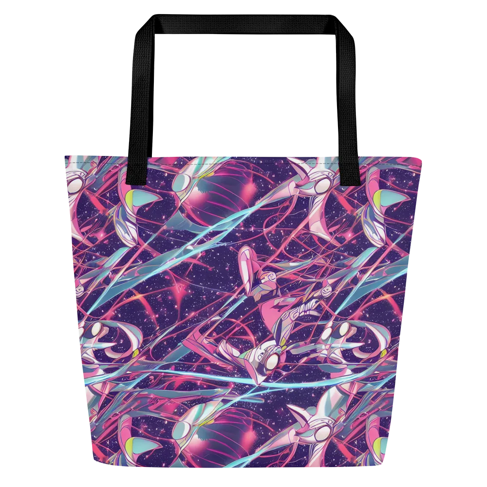 Neo-Tokyo Twirl on Large Tote Bag W/ Pocket — Front