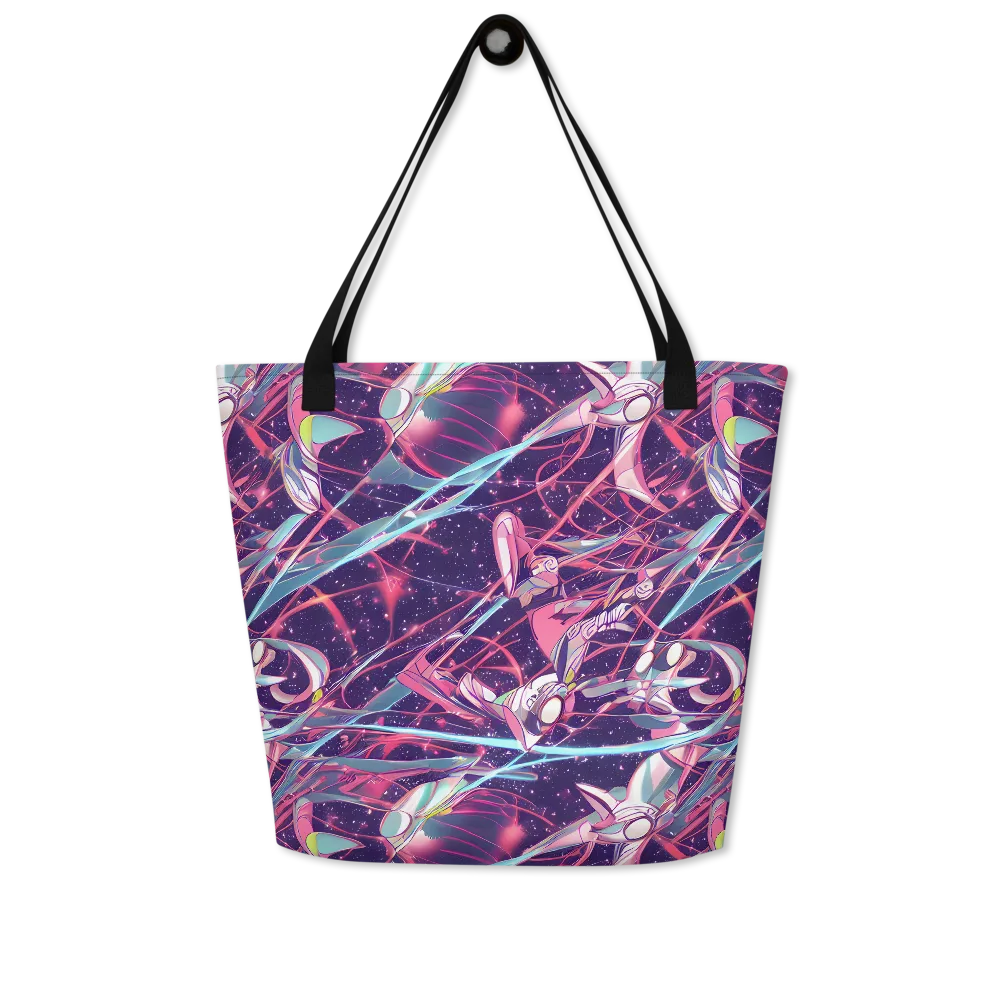 Neo-Tokyo Twirl on Large Tote Bag W/ Pocket — Front