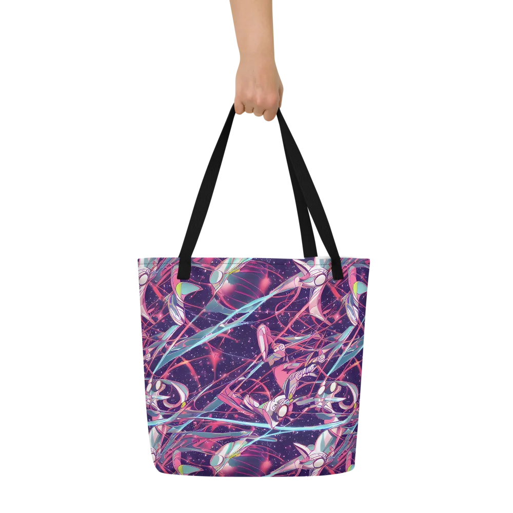 Neo-Tokyo Twirl on Large Tote Bag W/ Pocket — Front
