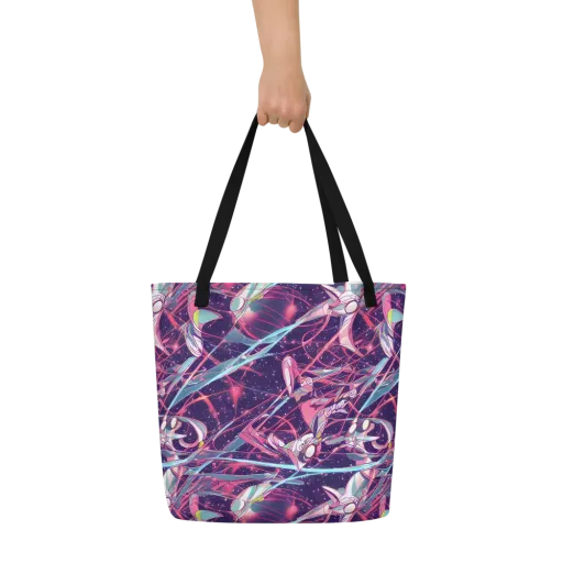 Neo-Tokyo Twirl on a Large Tote Bag W/ Pocket