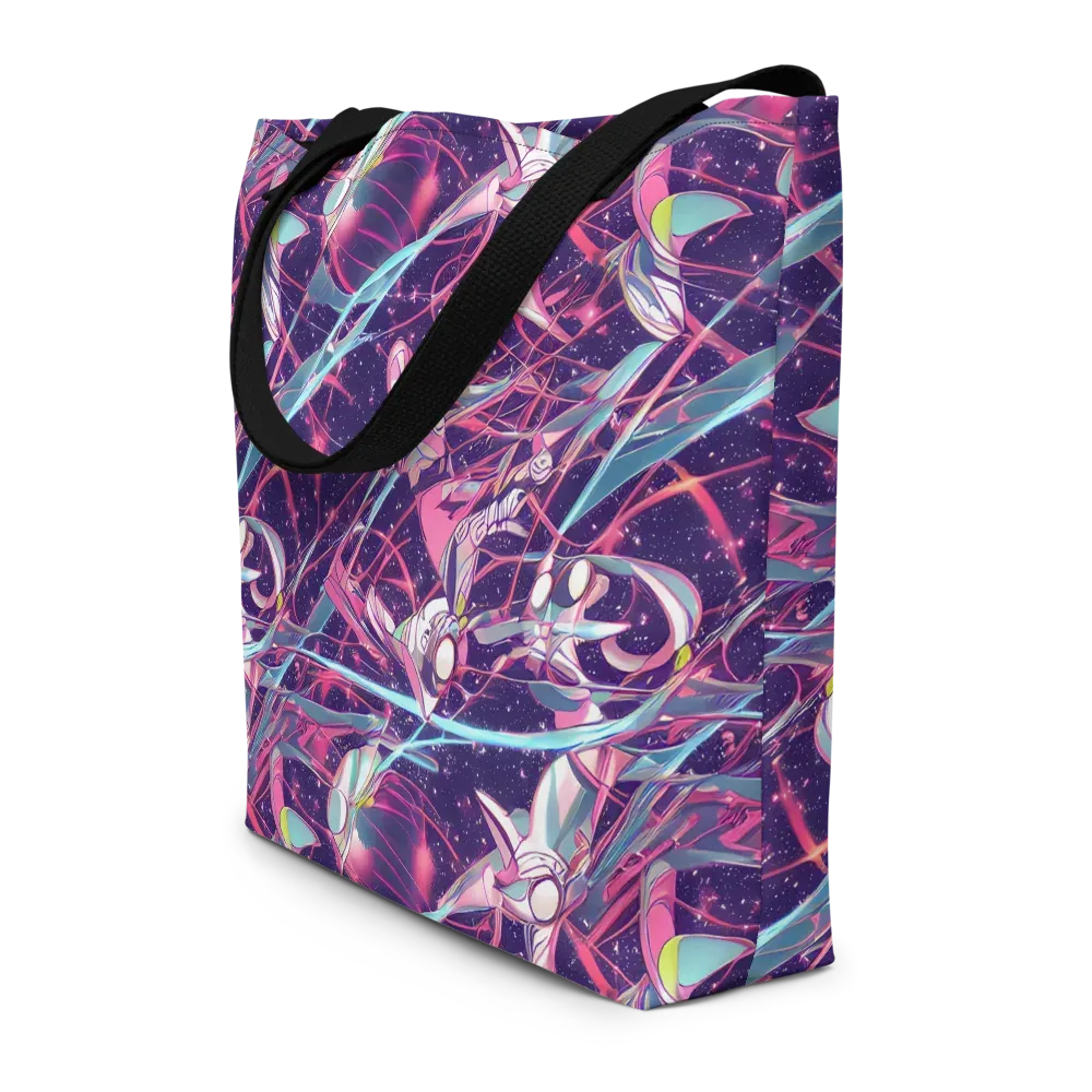 Neo-Tokyo Twirl on Large Tote Bag W/ Pocket — Front