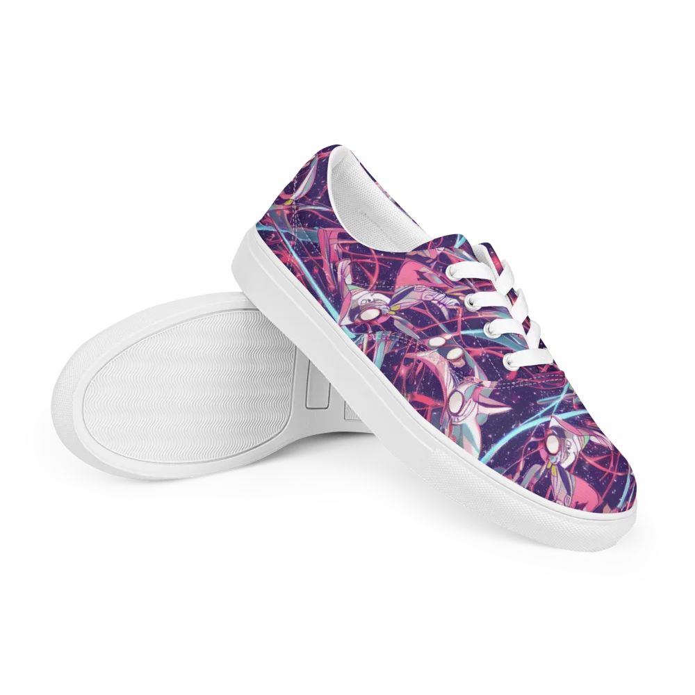 Neo-Tokyo Twirl on Men's Lace-Up Canvas Shoes — Right Front