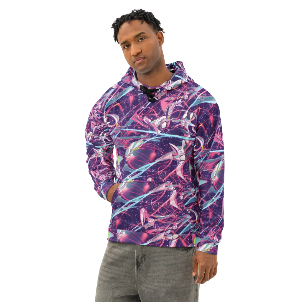 Neo-Tokyo Twirl on Cotton Hoodie — Left Front