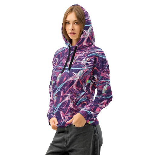 Neo-Tokyo Twirl on a Cotton Hoodie
