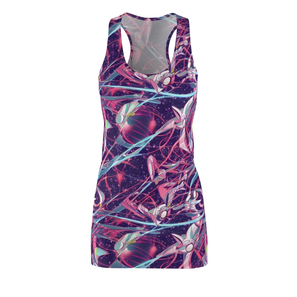 Neo-Tokyo Twirl on Racerback Dress — Front