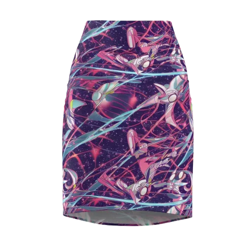 Neo-Tokyo Twirl on a Pencil Skirt