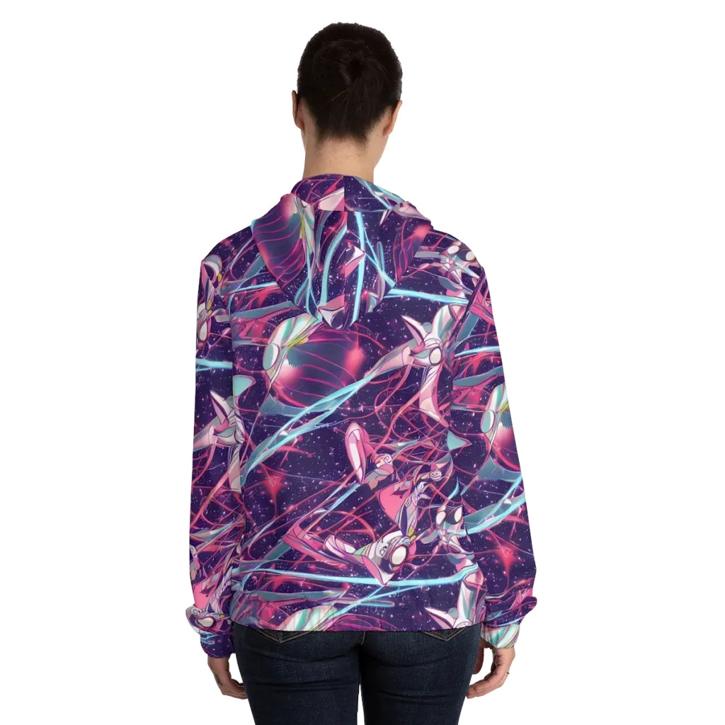 Neo-Tokyo Twirl on Women's Full-Zip Hoodie — Back On Person
