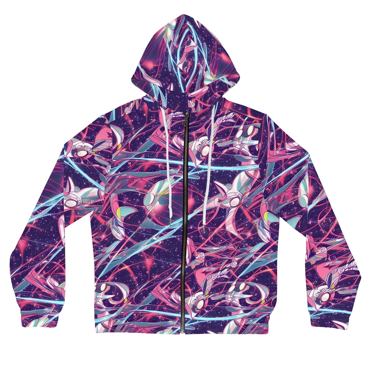 Neo-Tokyo Twirl on Women's Full-Zip Hoodie — Front