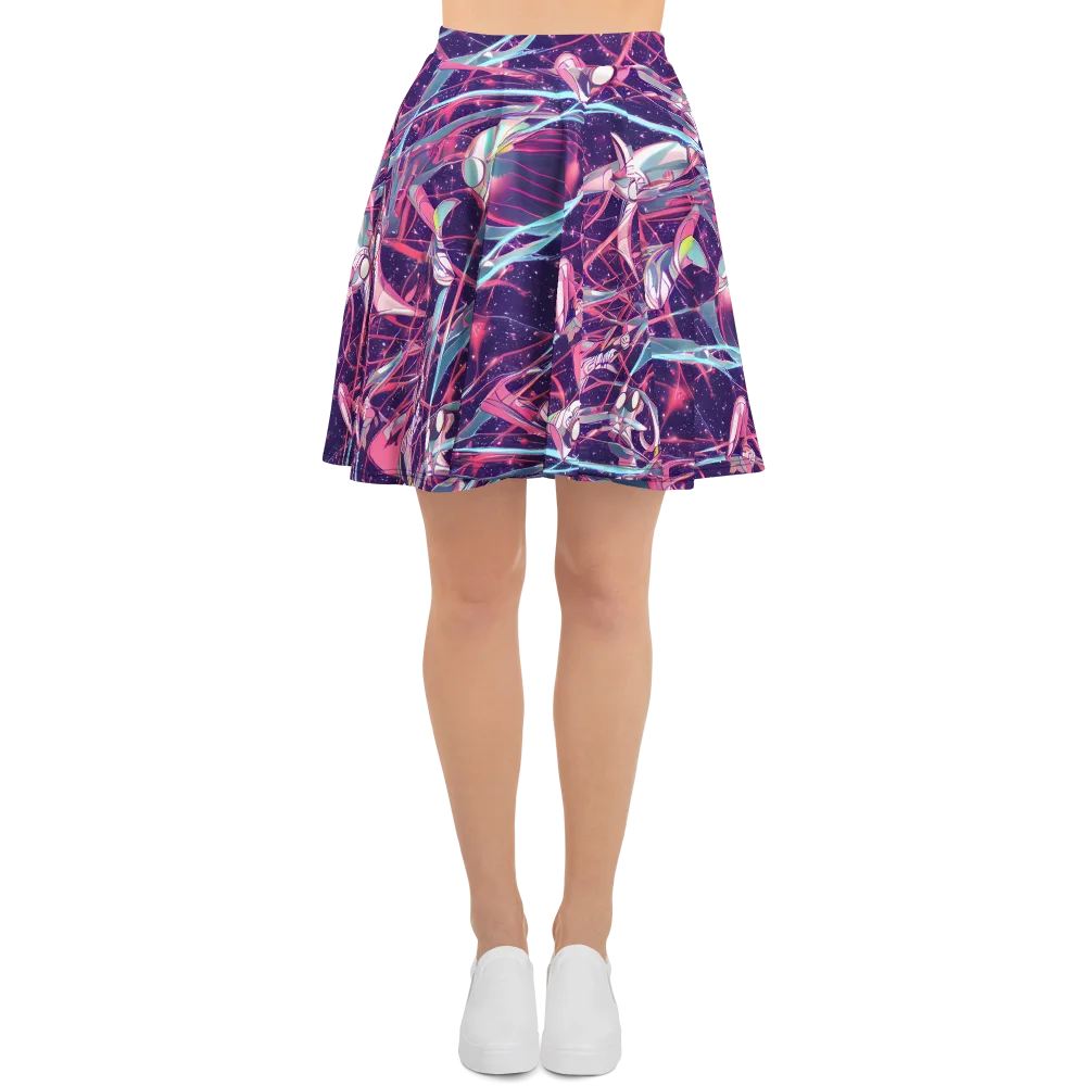 Neo-Tokyo Twirl on Skater Skirt — Front