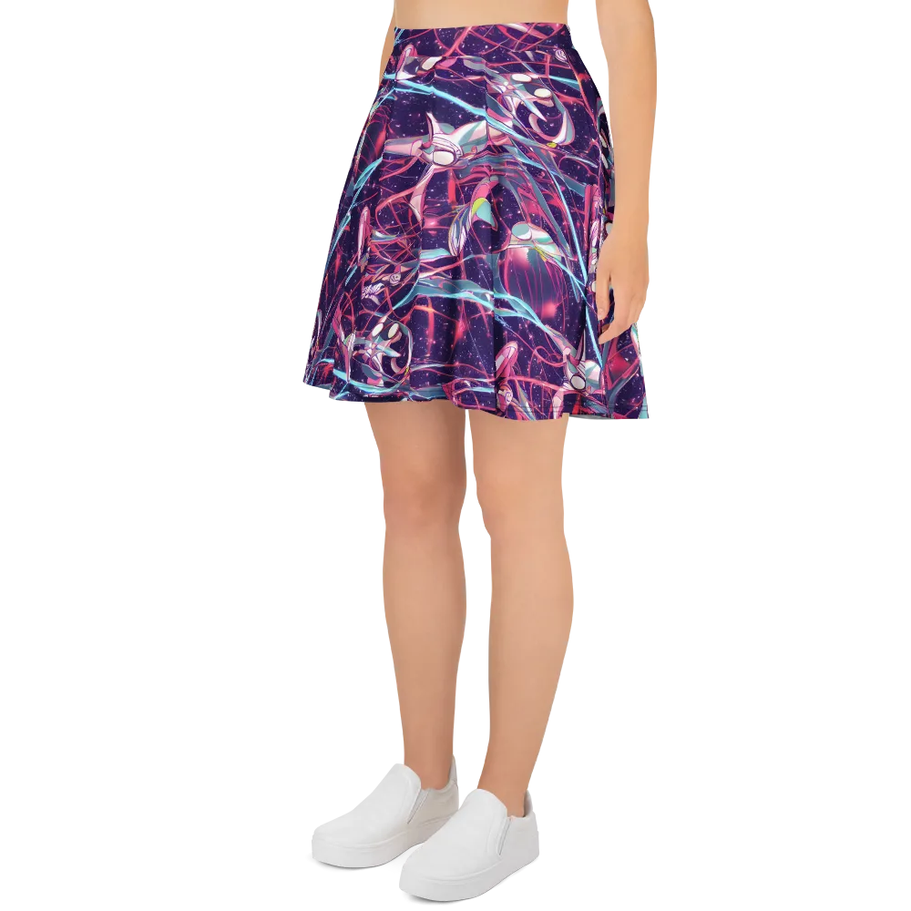 Neo-Tokyo Twirl on Skater Skirt — Left